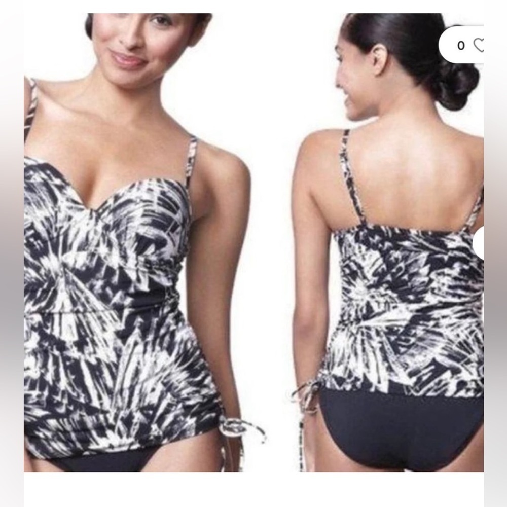 LOVE your ASSETS by Sara Blakey SPANX Tankini PUSH UP swim top black white Small